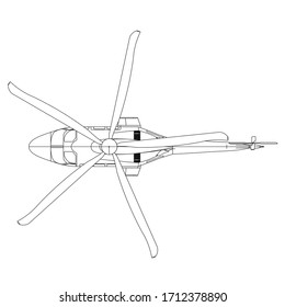 Vector illustration of a geometric polygonal helicopter.