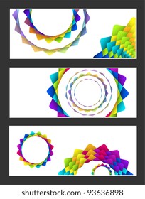 vector illustration of  geometric rainbow pastel  flowers business card set