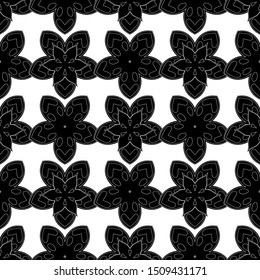 Vector illustration. Geometric repeating seamless pattern with hexagon shapes in black and white gradient.