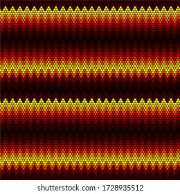vector illustration of geometric seamless pattern inspired in mexican handmade huichol crafts style. Can be tiled
