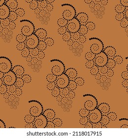 Vector illustration. Geometric seamless pattern. Monochrome dots in the form of a spiral. Spotted black and white background. Abstract branch of grapes, consisting of dots, dotted line.