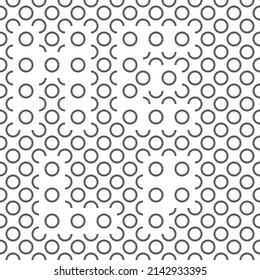 Vector illustration. Geometric seamless pattern. Contour circle and semicircle in the form of a rhombus. Spotted gray - white background. Simple abstract background with polka dots.
