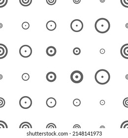 Vector illustration. Geometric seamless pattern. Solid dots and rhombus-shaped linear circles. Spotted gray and white background. Simple monochrome abstract pattern.