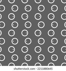 Vector illustration. Geometric seamless pattern. Solid contour circle and dots in a row. Spotted black and white, grey background. Simple monochrome abstract pattern.