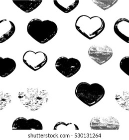 Vector Illustration. Geometric Seamless Pattern . Vintage Heart Background. Abstract wallpaper with grunge shapes. 