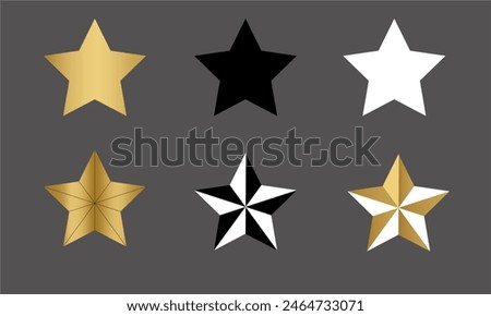 Vector Illustration Geometric Set Stars Icon. Yellow, gold, black, white, brown