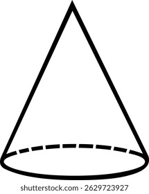 vector illustration of a geometric shape of a cone designed with contours fill drawn simulating a 3D figure