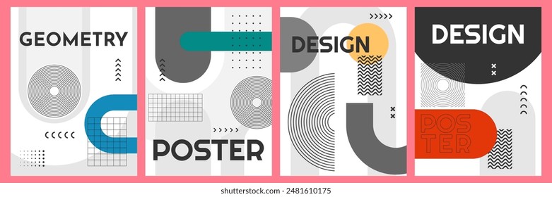 Vector illustration. Geometric simple shapes composition. Dynamic abstract flat mid-century style. Design elements of flyer, magazine, book cover, banner, invitation, poster, layout, wall decor art
