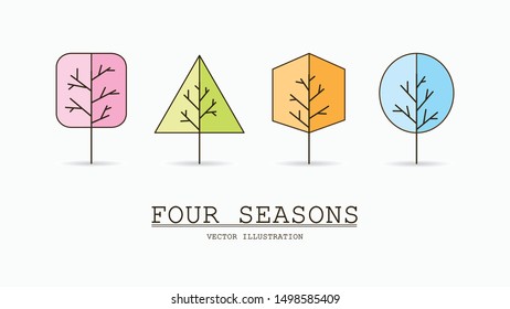 Vector illustration of geometric stylized tree seamless pattern. Hand draw. Pattern design for textile or packaging. Logotype