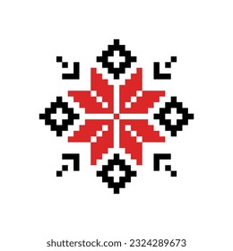 vector illustration. geometric Ukrainian pattern. art. red and black. abstraction. pixel. icon or logo. embroidery. mosaic