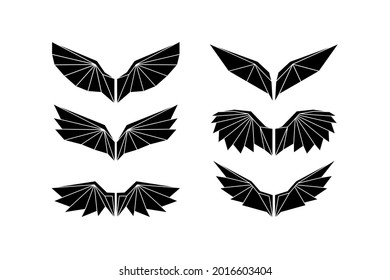 Vector Illustration Of Geometric Wings Logo Set, Wing Icon