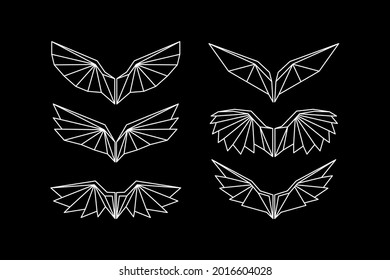 vector illustration of geometric wings logo set, wing icon