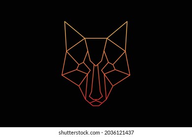 ilustración vectorial del logotipo del lobo geométrico con color gradiente, icono del vector del lobo adecuado para pegatinas y logotipos de la empresa