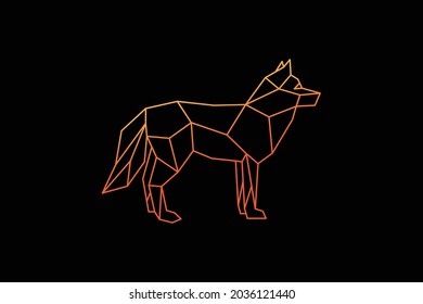 vector illustration of geometric wolf logo with gradient color, wolf vector icon set suitable for stickers and company logos