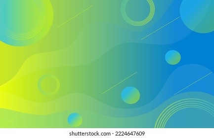 Ilustración vectorial. Fondo azul geométrico amarillo, líneas onduladas de tonos claros con gradiente suave, círculos, líneas. Fondo del sitio, para embalaje, fondo de pantalla.
