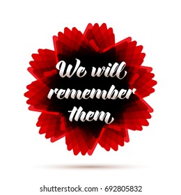 Vector illustration of a geometrical bright poppy flower. Remembrance day symbol..
