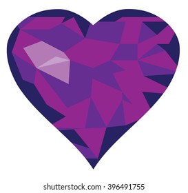 vector illustration of a geometrical diamond purple heart