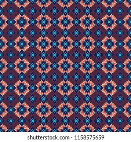 Vector illustration. Geometrical seamless pattern with blue, gray and brown tiles.