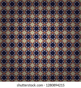 Vector illustration. Geometrical seamless pattern with magenta, violet and gray tiles.