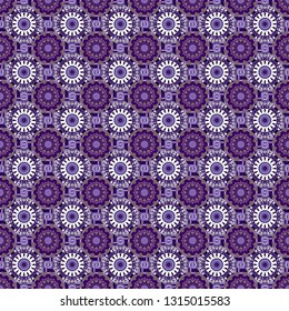 Vector illustration. Geometrical seamless pattern with white, brown and violet tiles.