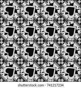 Vector illustration. Geometrical seamless pattern with gray, black and white tiles.