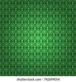 Vector illustration. Geometrical seamless pattern with black, white and green tiles.