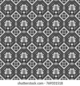Vector illustration. Geometrical seamless pattern with white, gray and black tiles.