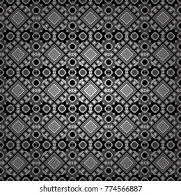Vector illustration. Geometrical seamless pattern with white, gray and black tiles.