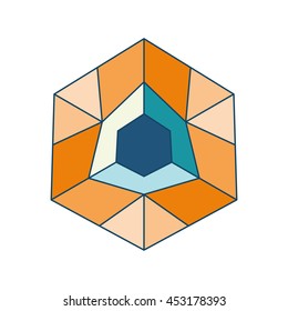 vector illustration with geometry figure bright colors on white background