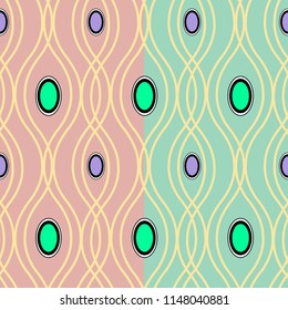 vector illustration. geometry of overlapping swirls with double pastel background seamless repeat pattern.