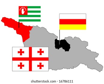 vector illustration of Georgia map with independent Abkhazia and Soutn Ossetia