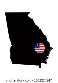vector illustration of Georgia US State map with USA flag