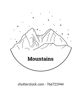 Vector illustration of georgian mountains. Ushba.