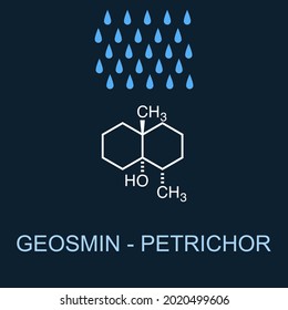 Vector illustration of Geosmin, a molecule that gave rain smell.