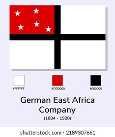 Vector Illustration of German East Africa Company (1884 - 1920) flag isolated on light blue background. Illustration German East Africa Company flag with Color Codes. 
