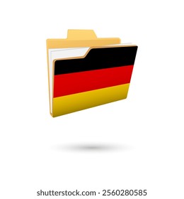 Vector illustration of German flag isolated in file folder on white background.