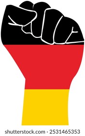 Vector illustration of German flag spirit hand, German people's fighting spirit, clenched fist with spirit with German flag