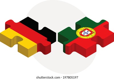Vector illustration of German and Portuguese Flags in puzzle isolated on white background