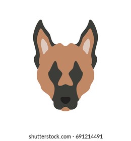 Vector illustration of German Shepherd dog head. Isolated on white background.