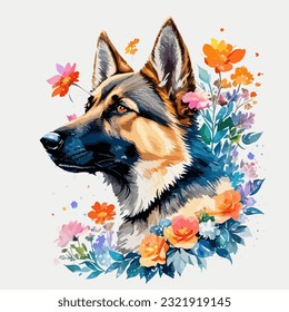 Vector illustration of a German Shepherd face