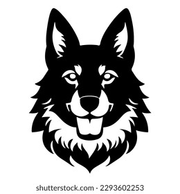 Vector illustration of a German Shepherd head isolated on a white background.