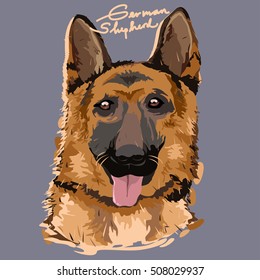 A vector illustration of German Shepherd Painting Poster
