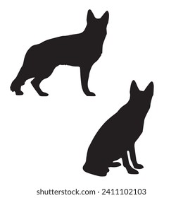 Vector Illustration of German Shepherd Silhouette