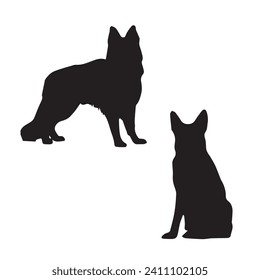 Vector Illustration of German Shepherd Silhouette