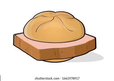 vector illustration of German specialty food meatloaf called Leberkäse