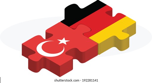 Vector illustration of German and Turkish Flags in puzzle isolated on white background