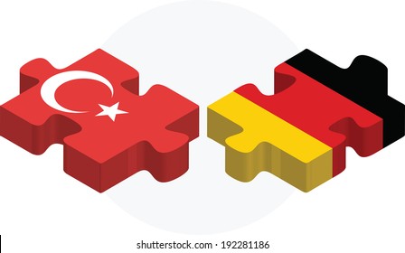 Vector illustration of German and Turkish Flags in puzzle isolated on white background
