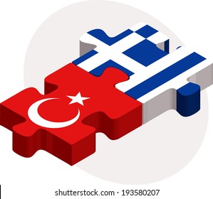 Vector illustration of German and Turkish Flags in puzzle isolated on white background