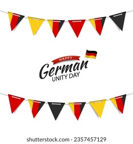 Vector Illustration of German Unity Day. Garland with the flag of Germany on a white background.
