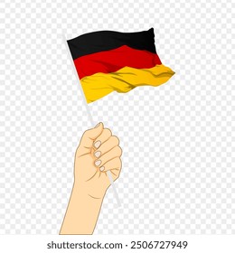 Vektorgrafik der Deutschland-Flagge in der Hand auf transparentem Hintergrund